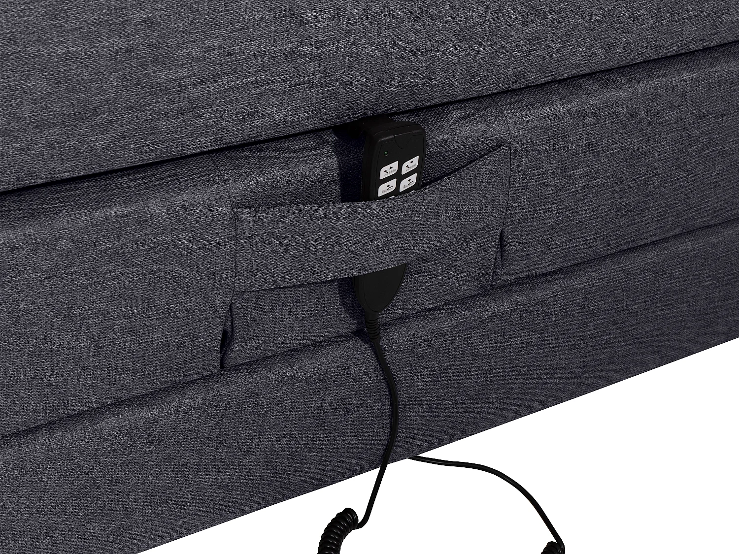 Boxspringbett mit Bettkopfteil + elektrischem Untergestell mit Relaxfunktion + Matratze + Topper - 100 x 200 cm - Stoff - Anthrazit - CASTEL II von PALACIO