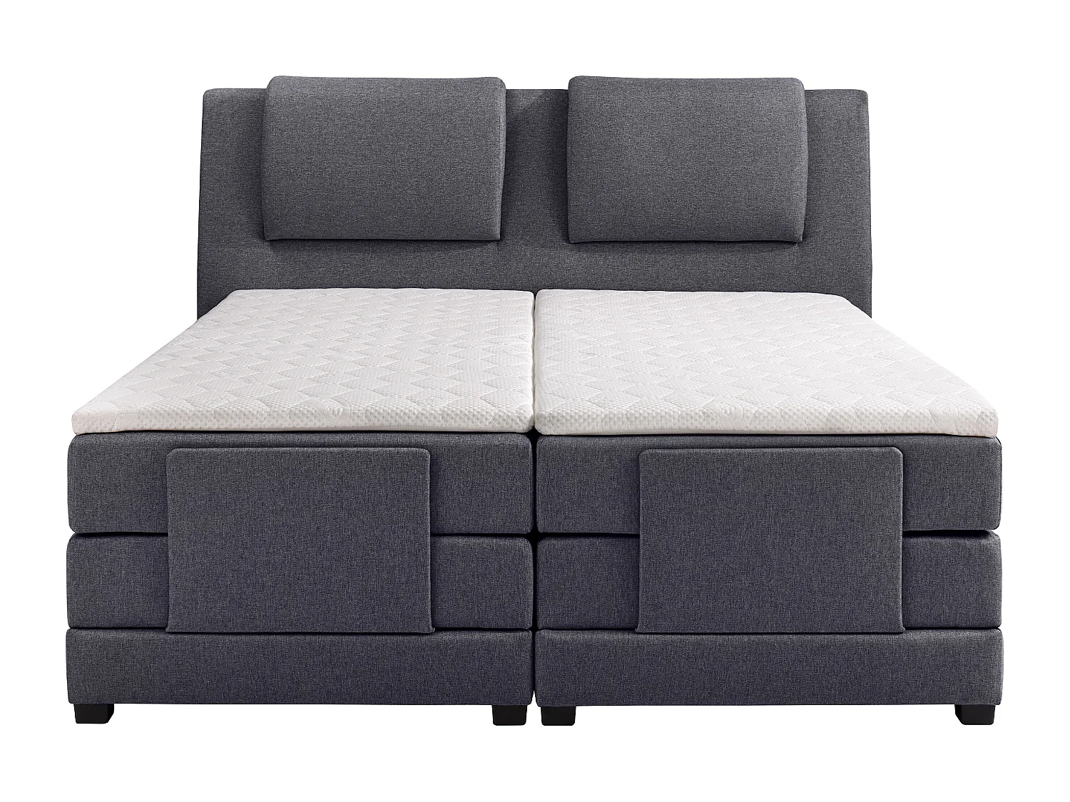 Ensemble complet boxspring tête de lit + sommiers relaxation électrique + matelas + surmatelas - 2 x 80 x 200 cm - Tissu - Anthracite - CASTEL II de PALACIO