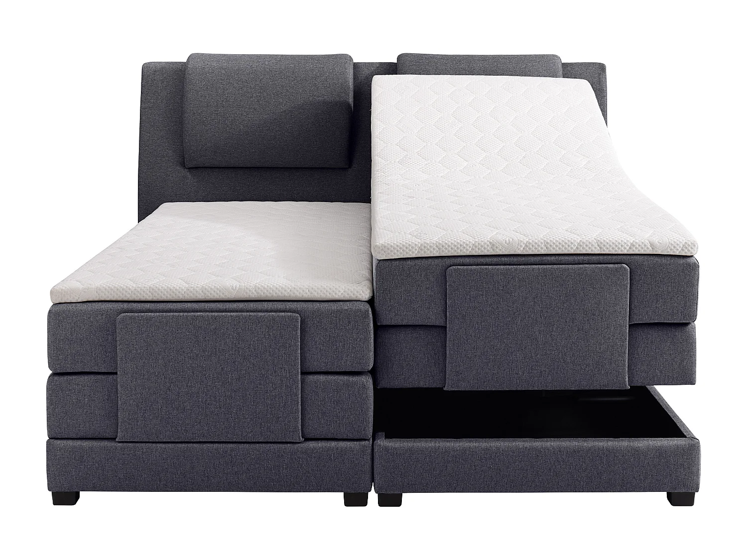 Ensemble complet boxspring tête de lit + sommiers relaxation électrique + matelas + surmatelas - 2 x 80 x 200 cm - Tissu - Anthracite - CASTEL II de PALACIO