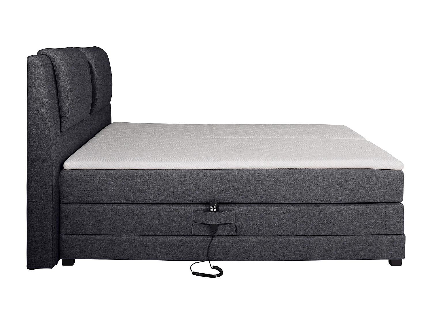 Ensemble complet boxspring tête de lit + sommiers relaxation électrique + matelas + surmatelas - 2 x 80 x 200 cm - Tissu - Anthracite - CASTEL II de PALACIO