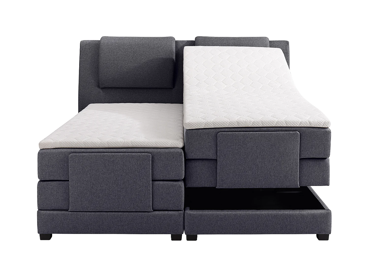 Ensemble complet boxspring tête de lit + sommiers relaxation électrique + matelas + surmatelas - 2 x 80 x 200 cm - Tissu - Anthracite - CASTEL II de PALACIO