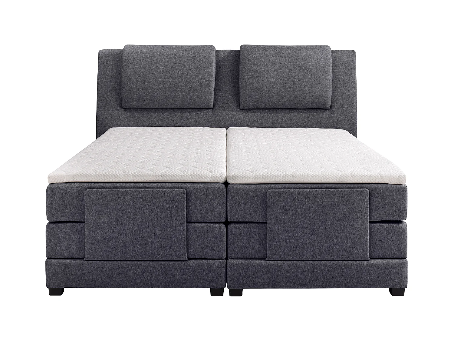 Ensemble complet boxspring tête de lit + sommiers relaxation électrique + matelas + surmatelas - 2 x 80 x 200 cm - Tissu - Anthracite - CASTEL II de PALACIO