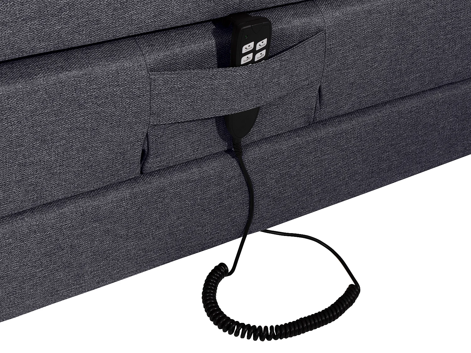 Elektriskt ställbar kontinentalsäng 2 x 180 x 200 cm  med gavel ljusgrå sammet CASTEL II från Palacio