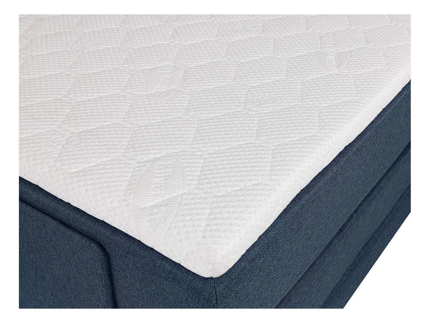 Ensemble complet boxspring tête de lit + sommiers relaxation électrique + matelas + surmatelas - 2 x 80 x 200 cm - Tissu - Bleu - CASTEL II de PALACIO