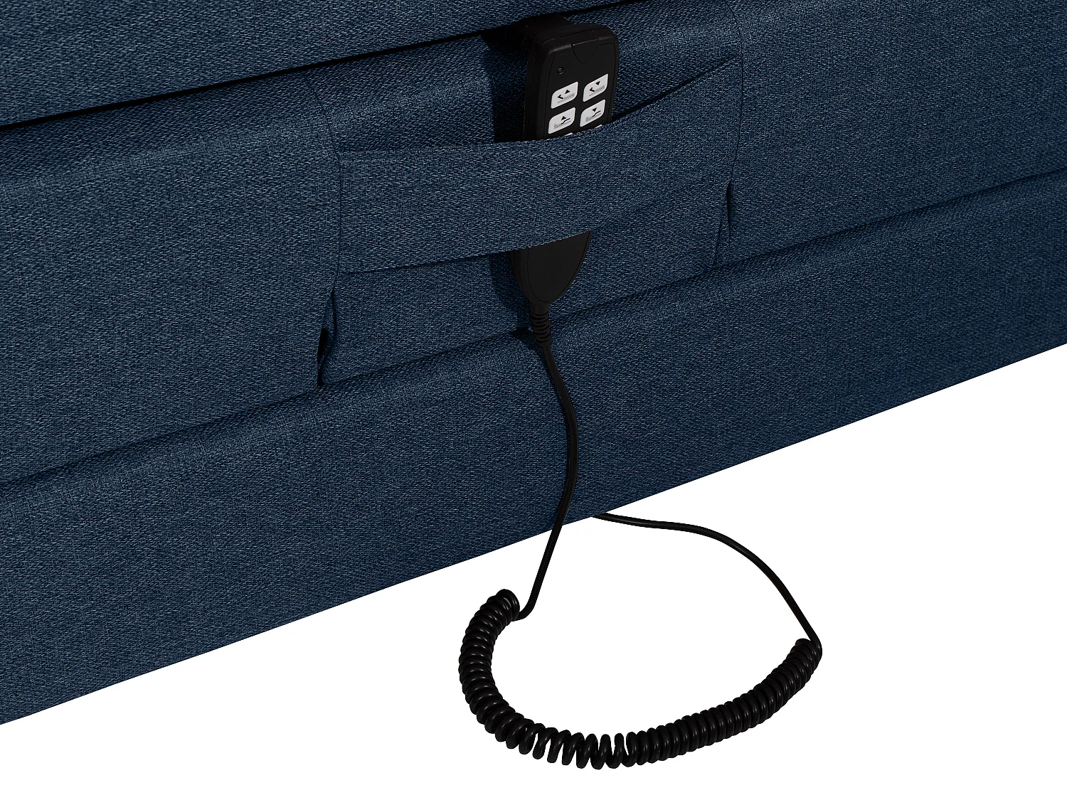 Ensemble complet boxspring tête de lit + sommiers relaxation électrique + matelas + surmatelas - 2 x 80 x 200 cm - Tissu - Bleu - CASTEL II de PALACIO