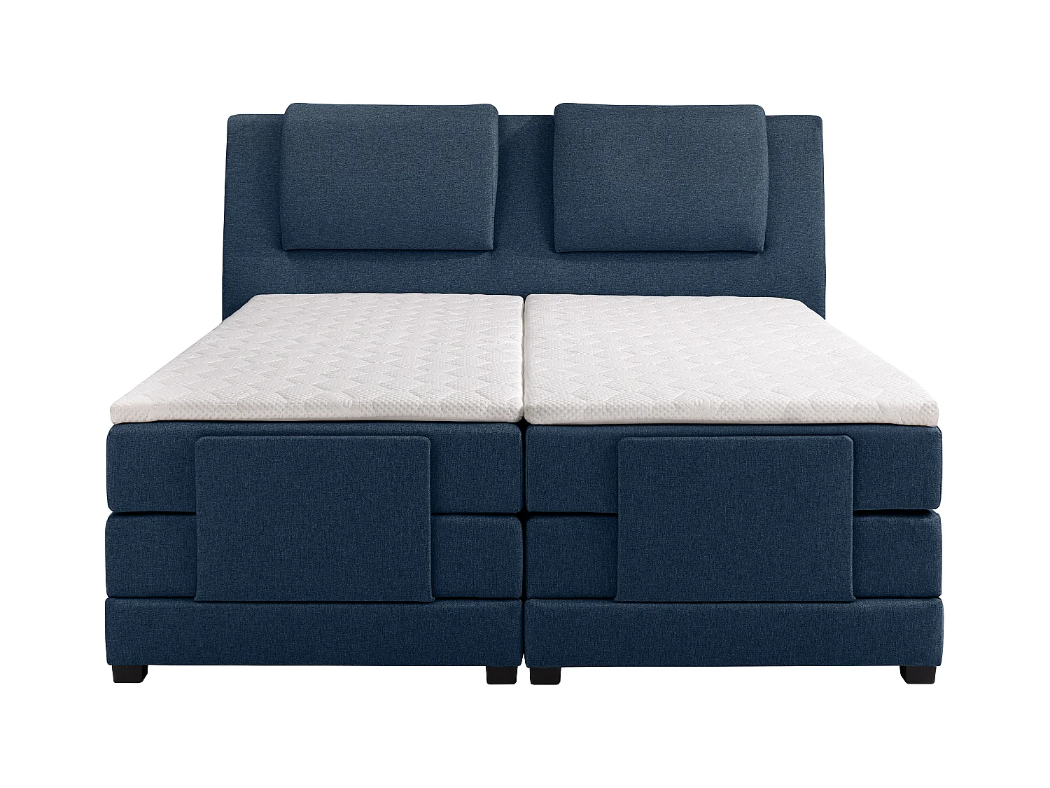 Ensemble complet boxspring tête de lit + sommiers relaxation électrique + matelas + surmatelas - 2 x 80 x 200 cm - Tissu - Bleu - CASTEL II de PALACIO