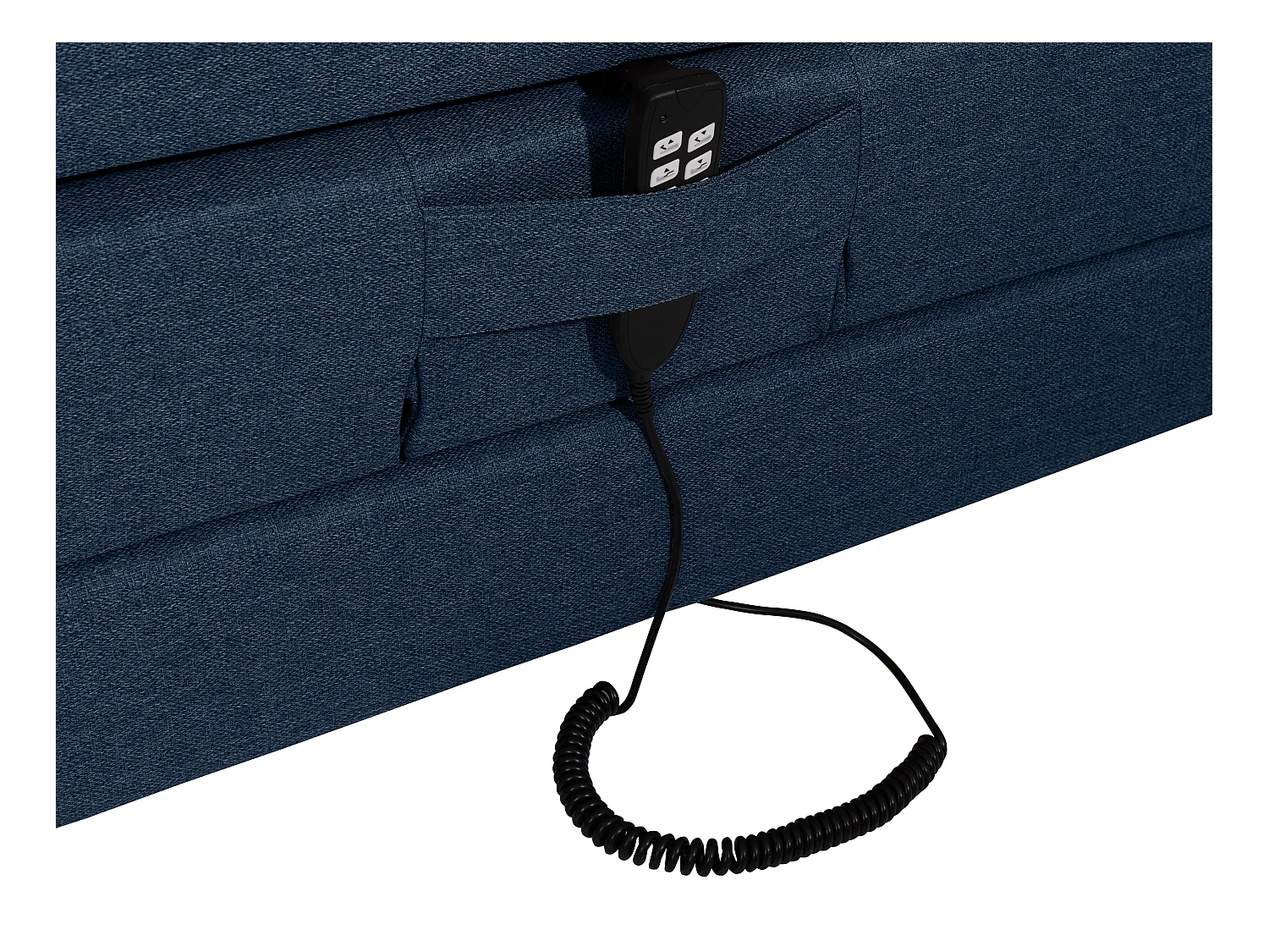 Ensemble complet boxspring tête de lit + sommiers relaxation électrique + matelas + surmatelas - 2 x 80 x 200 cm - Tissu - Bleu - CASTEL II de PALACIO