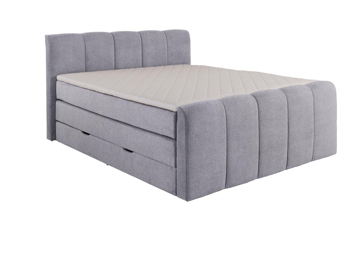 Boxspringbett mit Bettkasten - 160 x 200 cm - Hellgrau - VERONE von DREAMEA günstig online kaufen