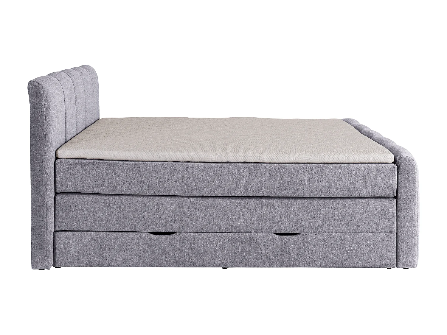Ensemble complet boxspring tête de lit capitonnée + sommiers coffre + matelas + surmatelas - 160 x 200 cm - Tissu - Gris clair - VERONE II de PALACIO