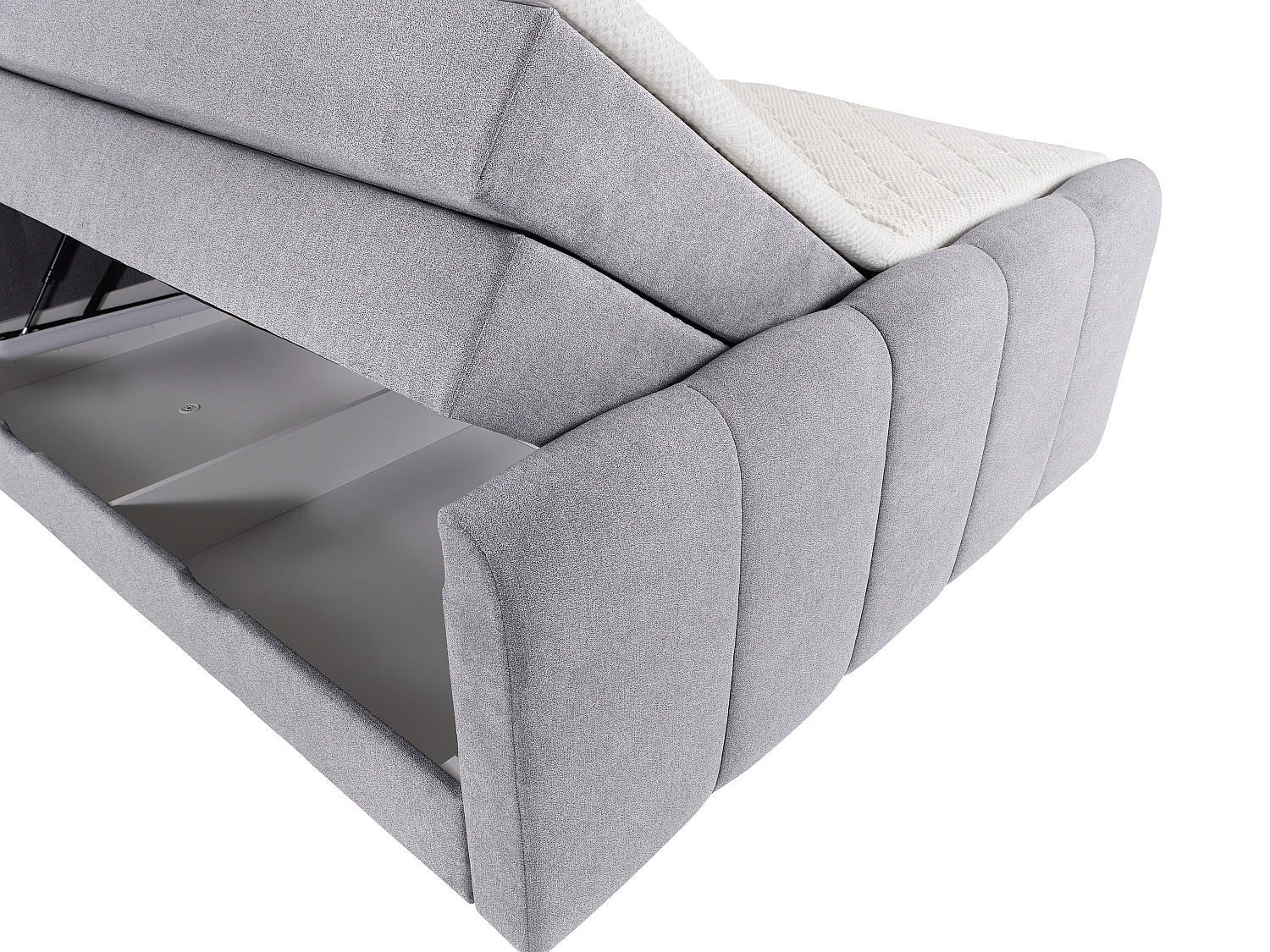 Ensemble complet boxspring tête de lit capitonnée + sommiers coffre + matelas + surmatelas - 160 x 200 cm - Tissu - Gris clair - VERONE II de PALACIO