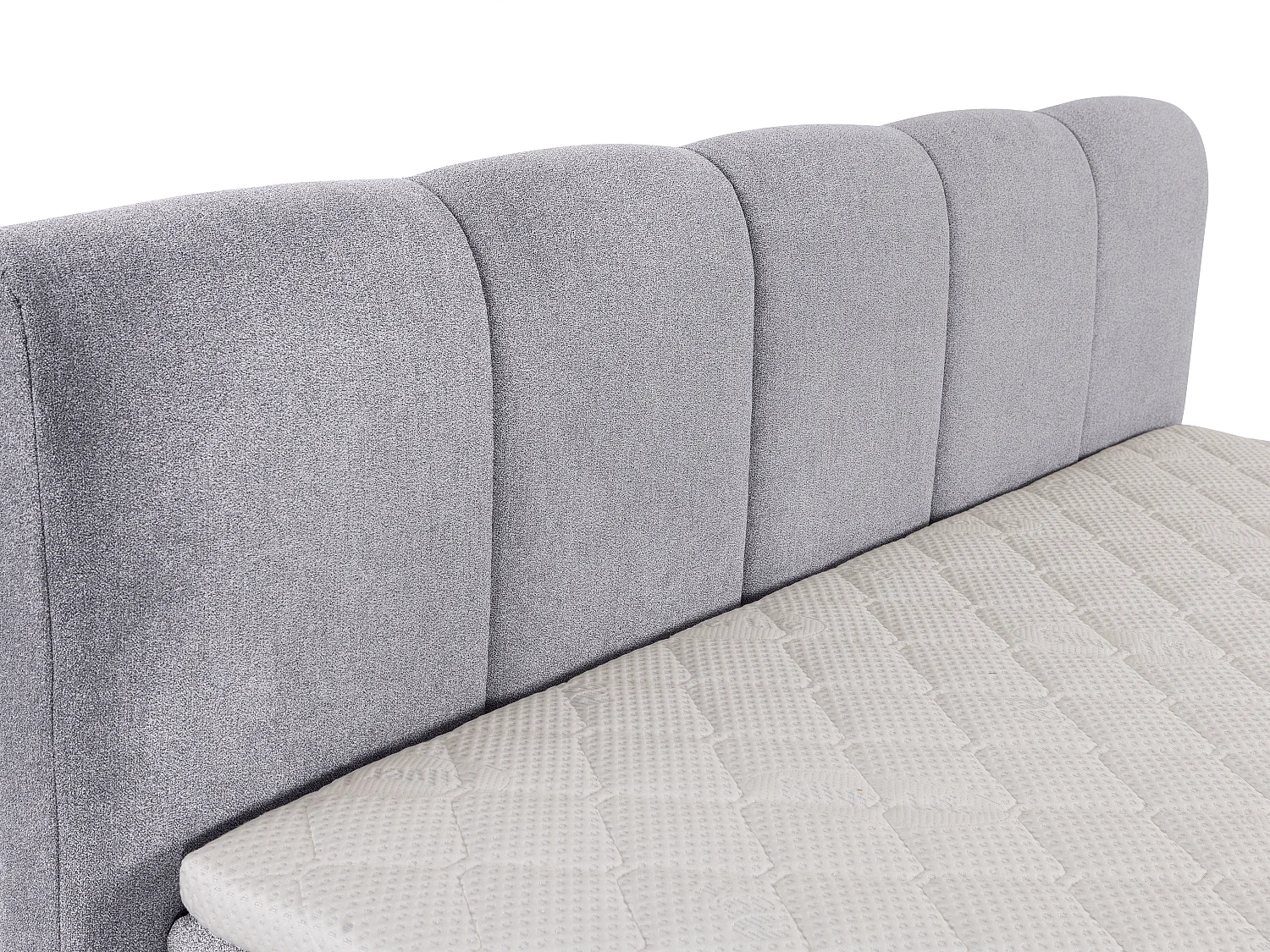 Ensemble complet boxspring tête de lit capitonnée + sommiers coffre + matelas + surmatelas - 160 x 200 cm - Tissu - Gris clair - VERONE II de PALACIO