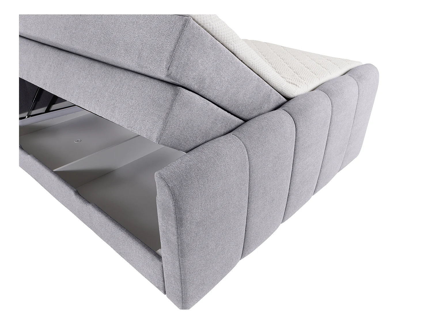 [NEW VERSION]Boxspring completo con cabecero de cama+ somieres arcón + colchón + cubrecolchón VERONE - gris claro - 160x200 cm