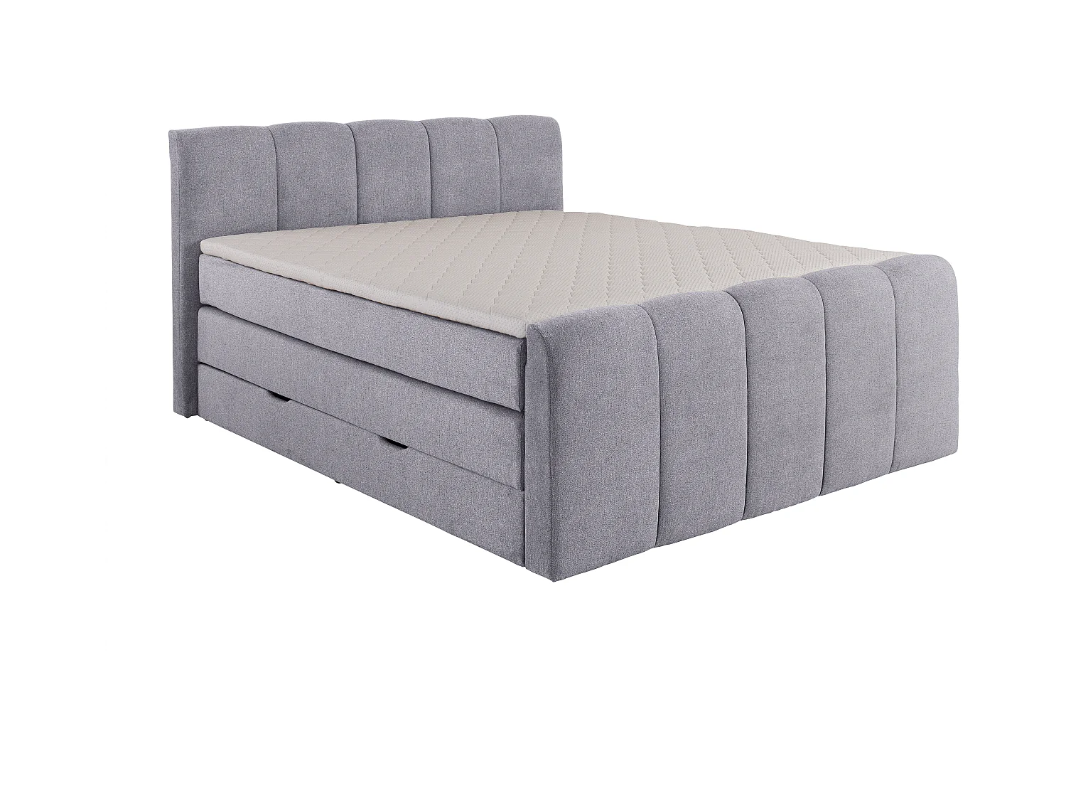 [NEW VERSION]Boxspring completo con cabecero de cama+ somieres arcón + colchón + cubrecolchón VERONE - gris claro - 160x200 cm