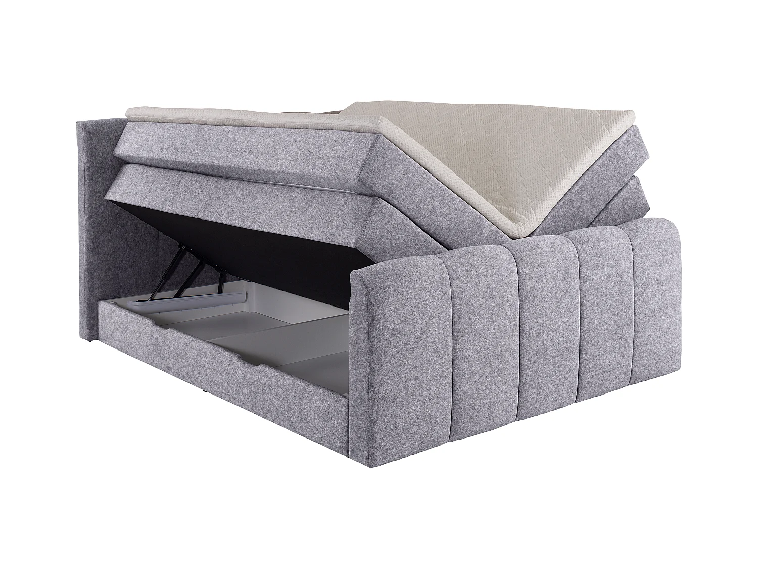 [NEW VERSION]Boxspring completo con cabecero de cama+ somieres arcón + colchón + cubrecolchón VERONE - gris claro - 160x200 cm