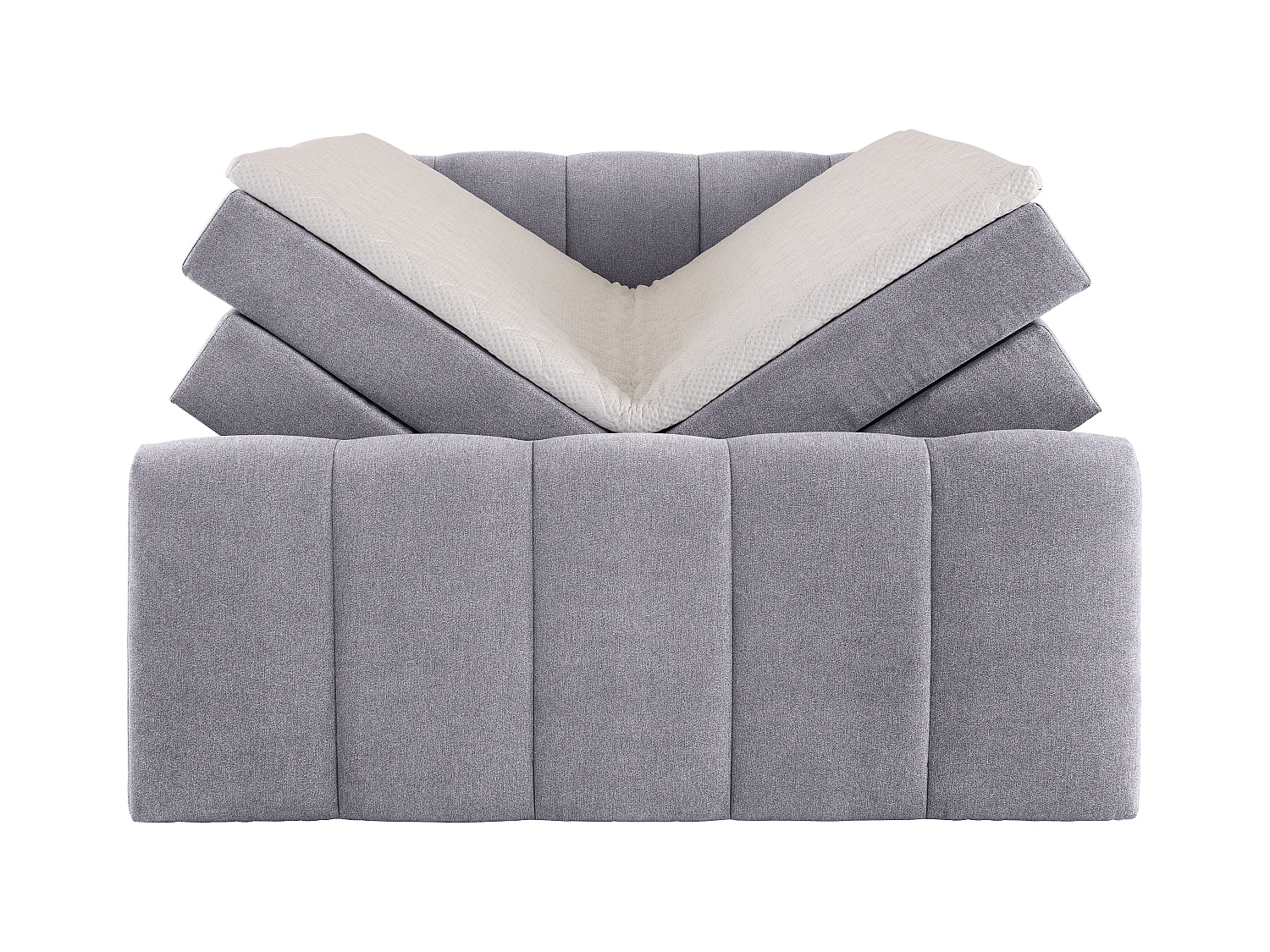 [NEW VERSION]Boxspring completo con cabecero de cama+ somieres arcón + colchón + cubrecolchón VERONE - gris claro - 160x200 cm