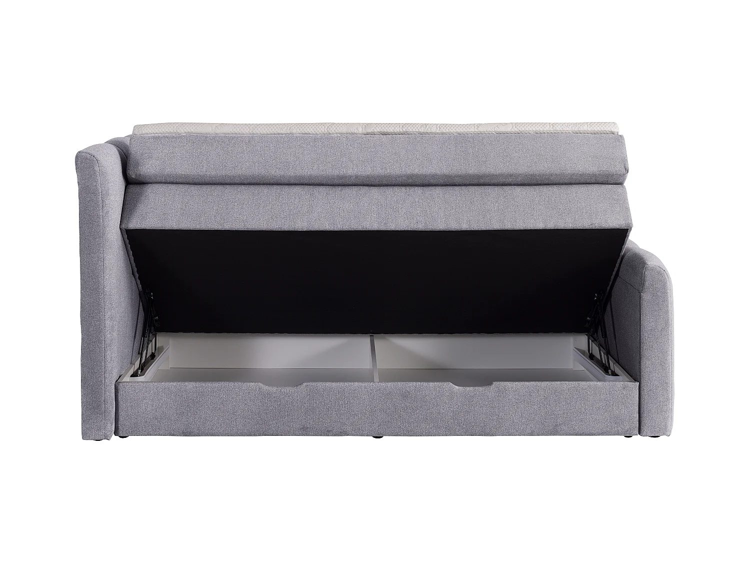 [NEW VERSION]Boxspring completo con cabecero de cama+ somieres arcón + colchón + cubrecolchón VERONE - gris claro - 160x200 cm