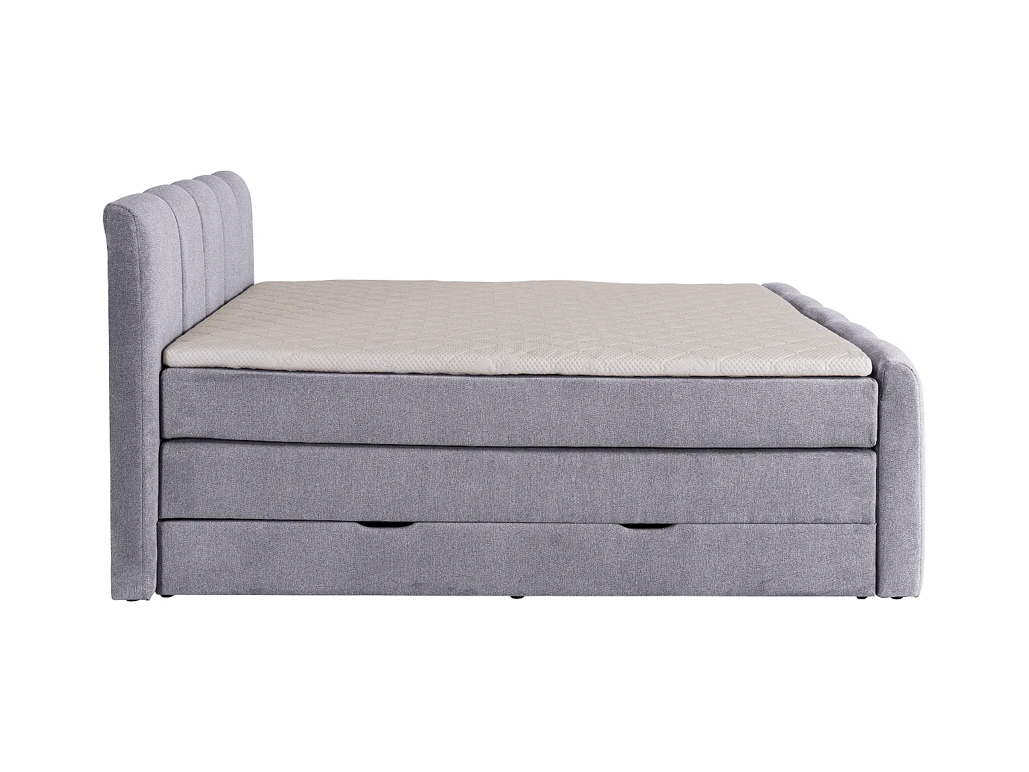 [NEW VERSION]Boxspring completo con cabecero de cama+ somieres arcón + colchón + cubrecolchón VERONE - gris claro - 160x200 cm