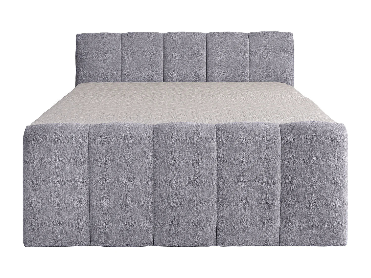 Ensemble complet boxspring tête de lit capitonnée + sommiers coffre + matelas + surmatelas - 160 x 200 cm - Tissu - Gris clair - VERONE II de PALACIO