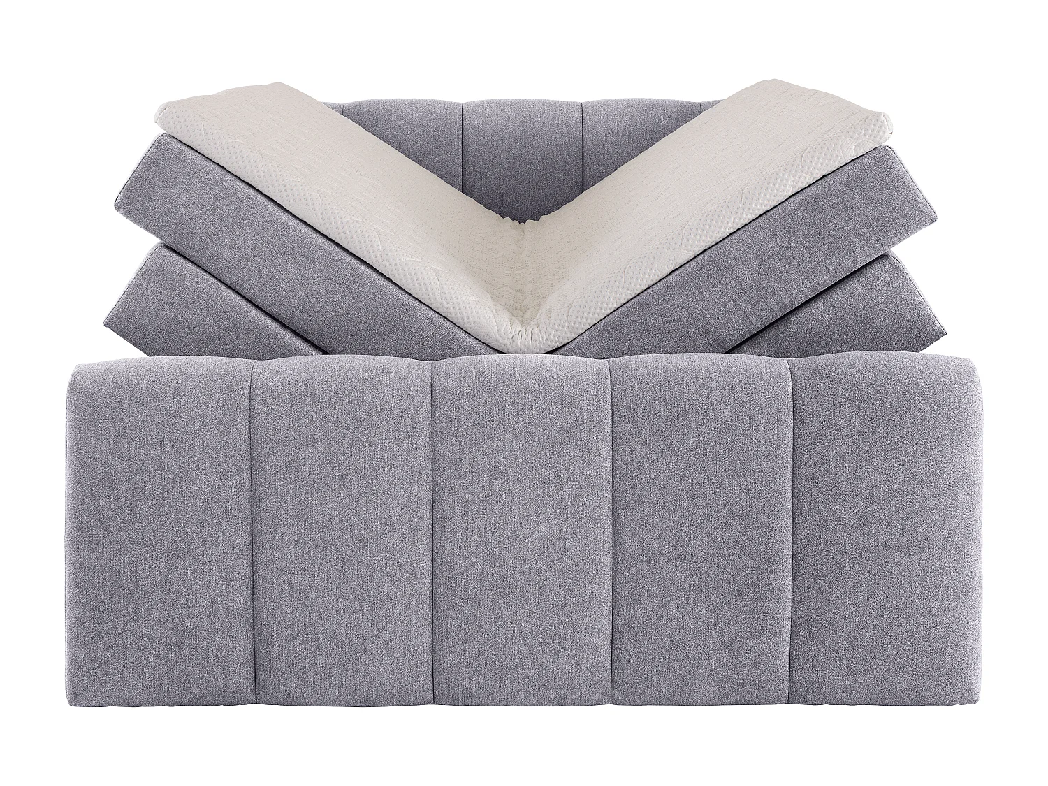 Ensemble complet boxspring tête de lit capitonnée + sommiers coffre + matelas + surmatelas - 160 x 200 cm - Tissu - Gris clair - VERONE II de PALACIO