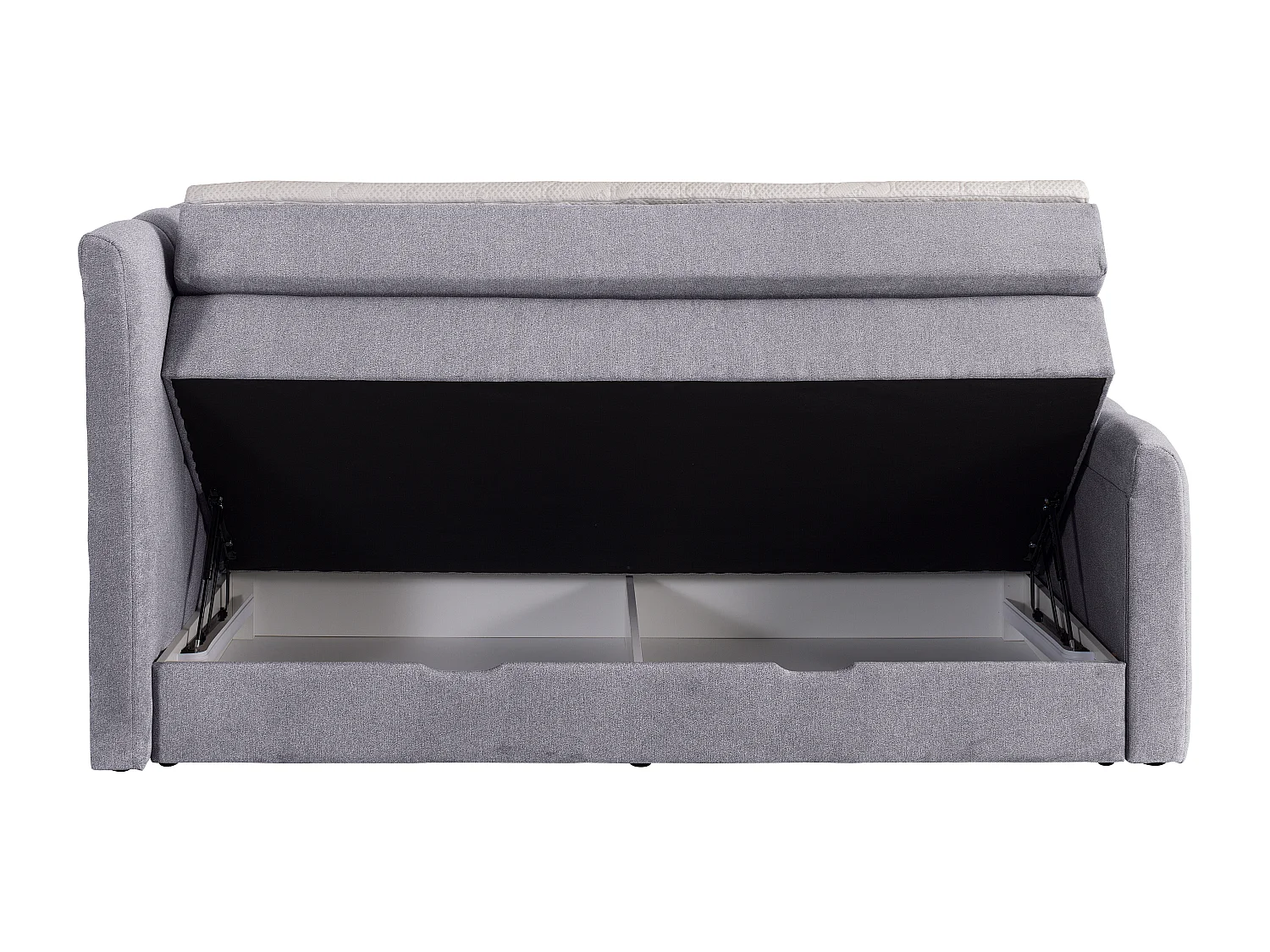 Ensemble complet boxspring tête de lit capitonnée + sommiers coffre + matelas + surmatelas - 160 x 200 cm - Tissu - Gris clair - VERONE II de PALACIO