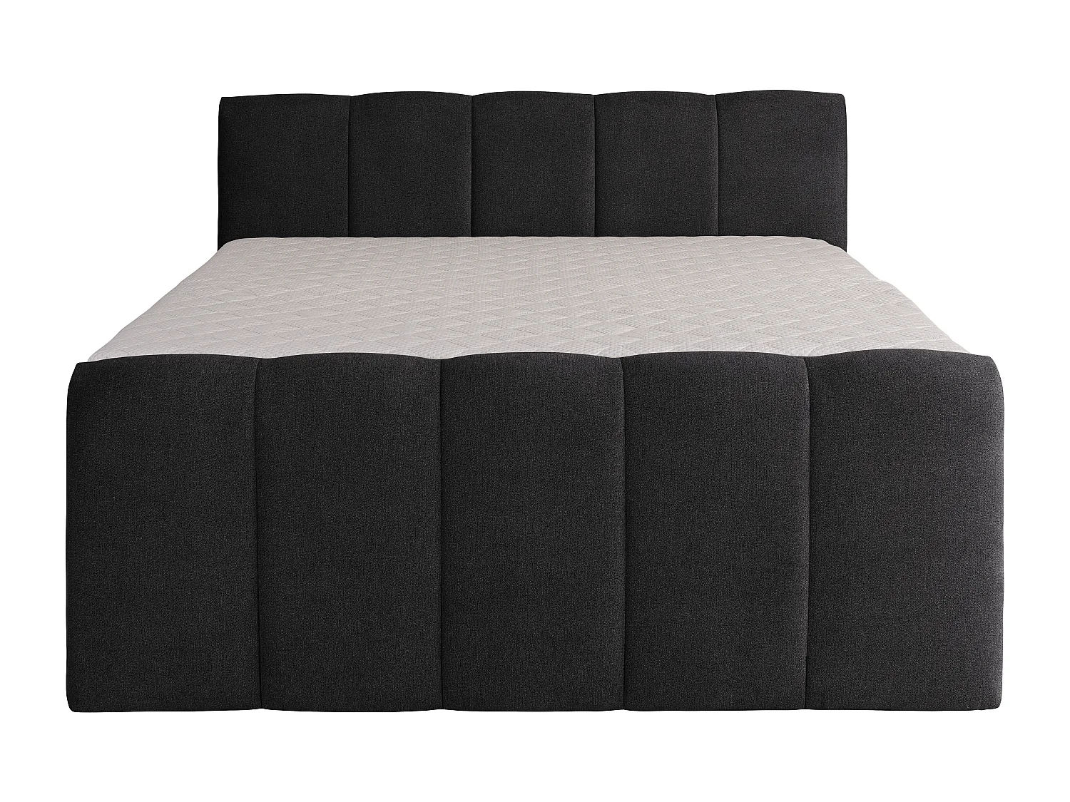 Conjunto boxspring: cabeceira, sommier com espaço de arrumação, colchão, sobrecolchão - Cinza antracite - 160 x 200 cm - VERONE da DREAMEA