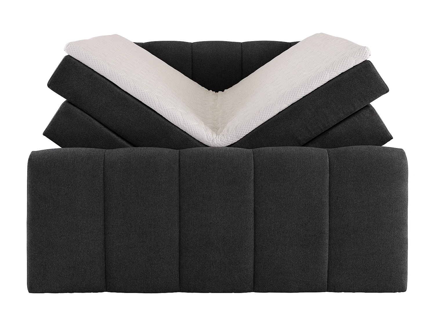 Conjunto boxspring: cabeceira, sommier com espaço de arrumação, colchão, sobrecolchão - Cinza antracite - 160 x 200 cm - VERONE da DREAMEA