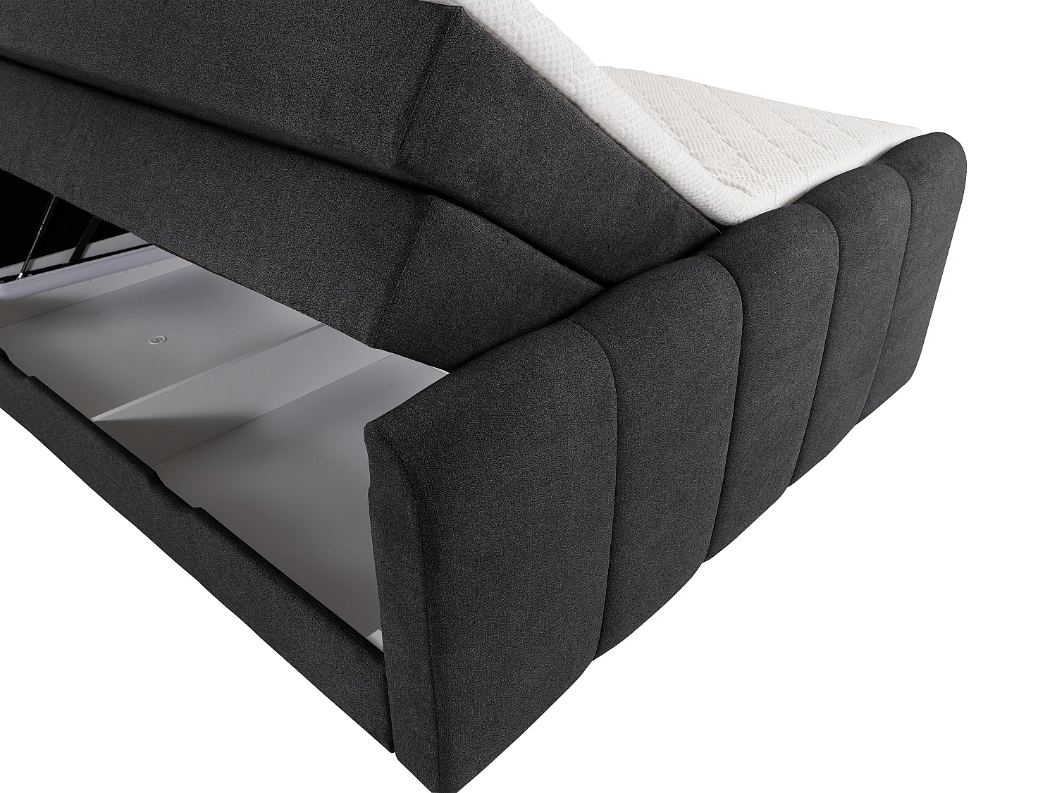 Conjunto boxspring: cabeceira, sommier com espaço de arrumação, colchão, sobrecolchão - Cinza antracite - 160 x 200 cm - VERONE da DREAMEA