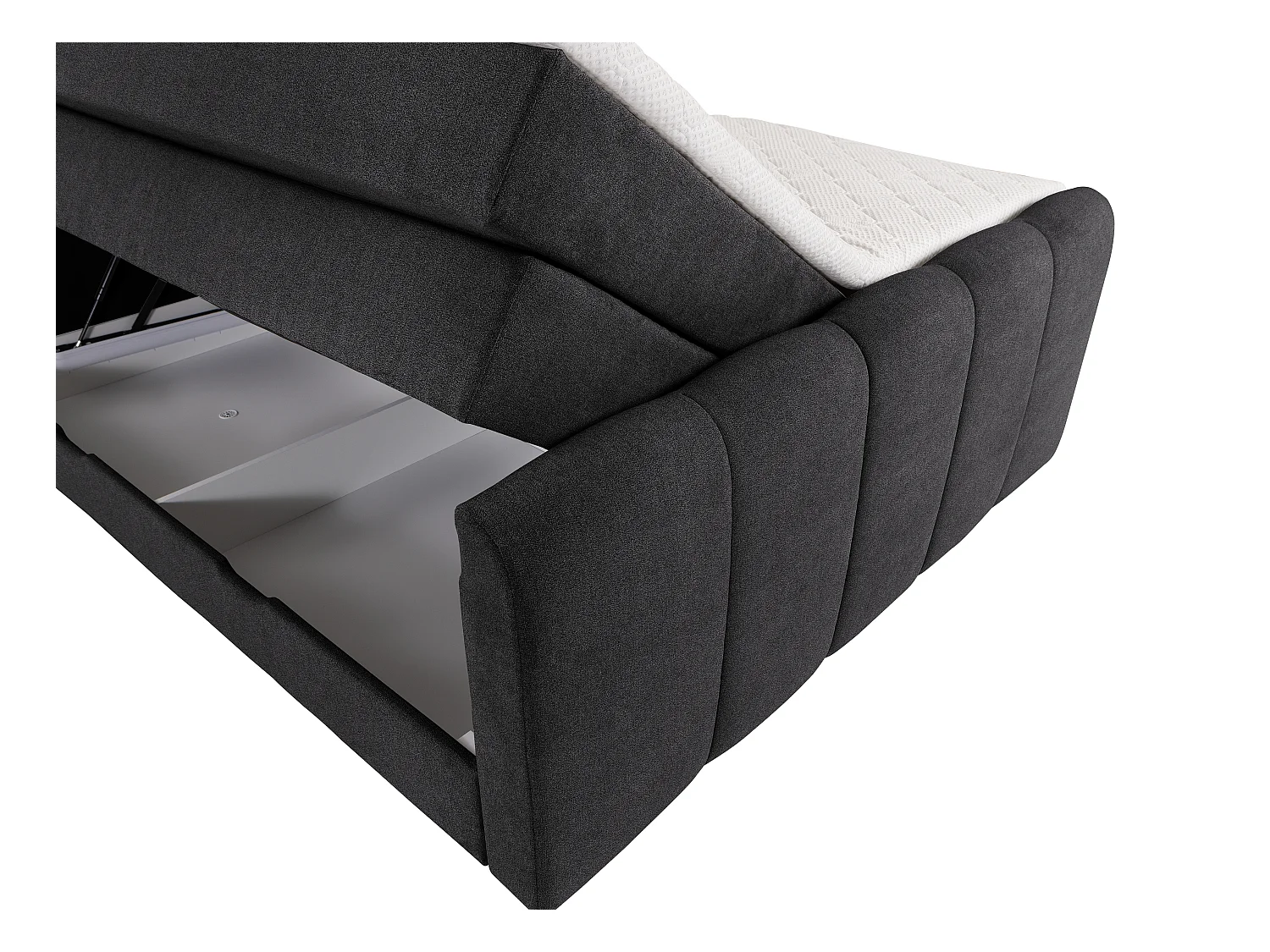 Boxspring completo con cabecero + somieres arcón + colchón + sobrecolchón - gris antracita - 160 x 200 cm  - VERONE II de PALACIO