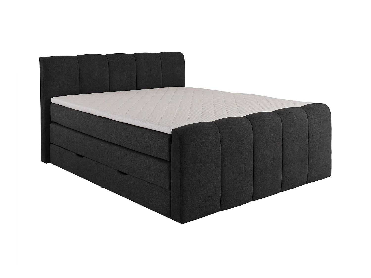 Boxspring completo con cabecero + somieres arcón + colchón + sobrecolchón - gris antracita - 160 x 200 cm  - VERONE II de PALACIO