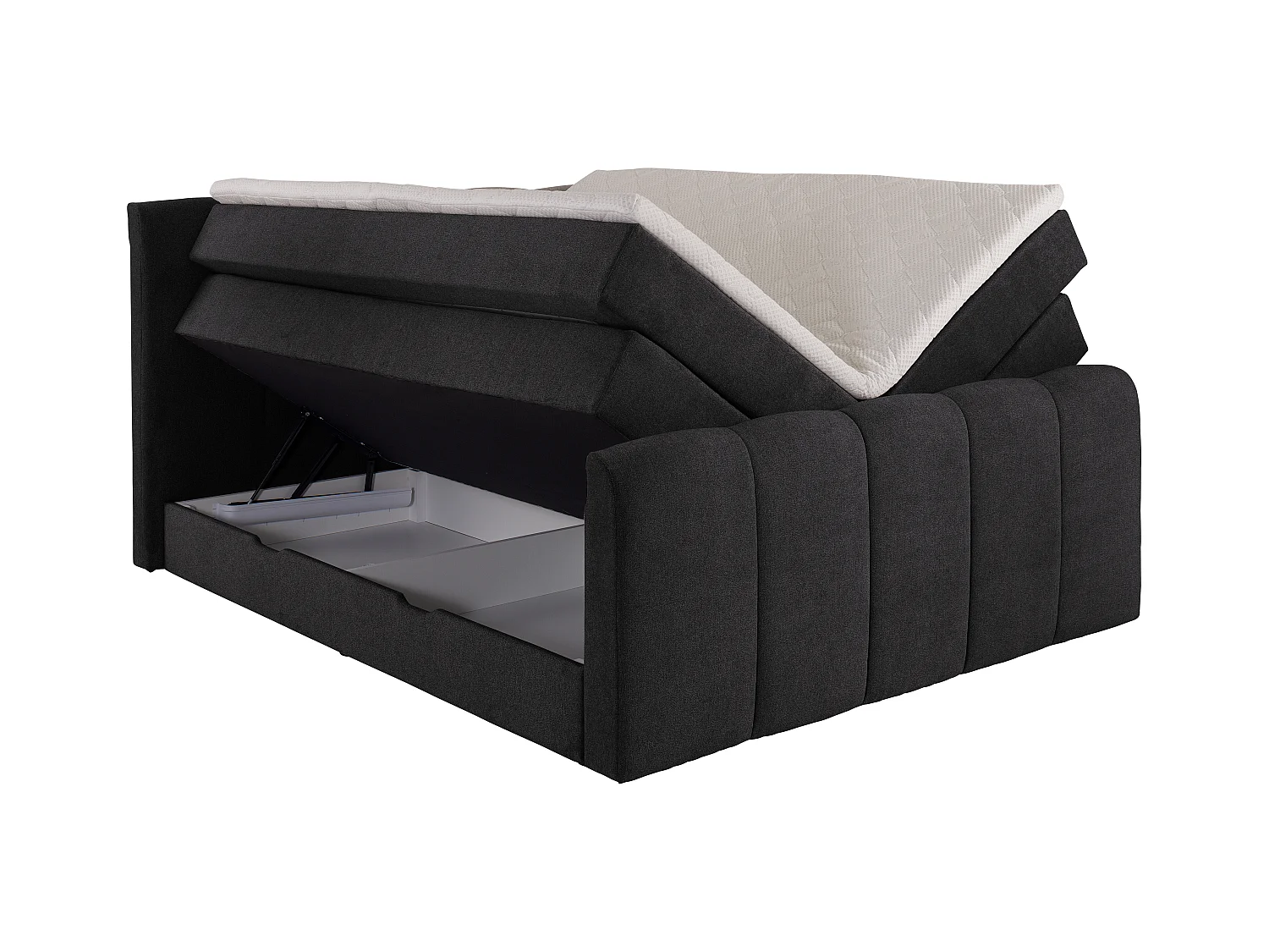 Boxspring completo con cabecero + somieres arcón + colchón + sobrecolchón - gris antracita - 160 x 200 cm  - VERONE II de PALACIO