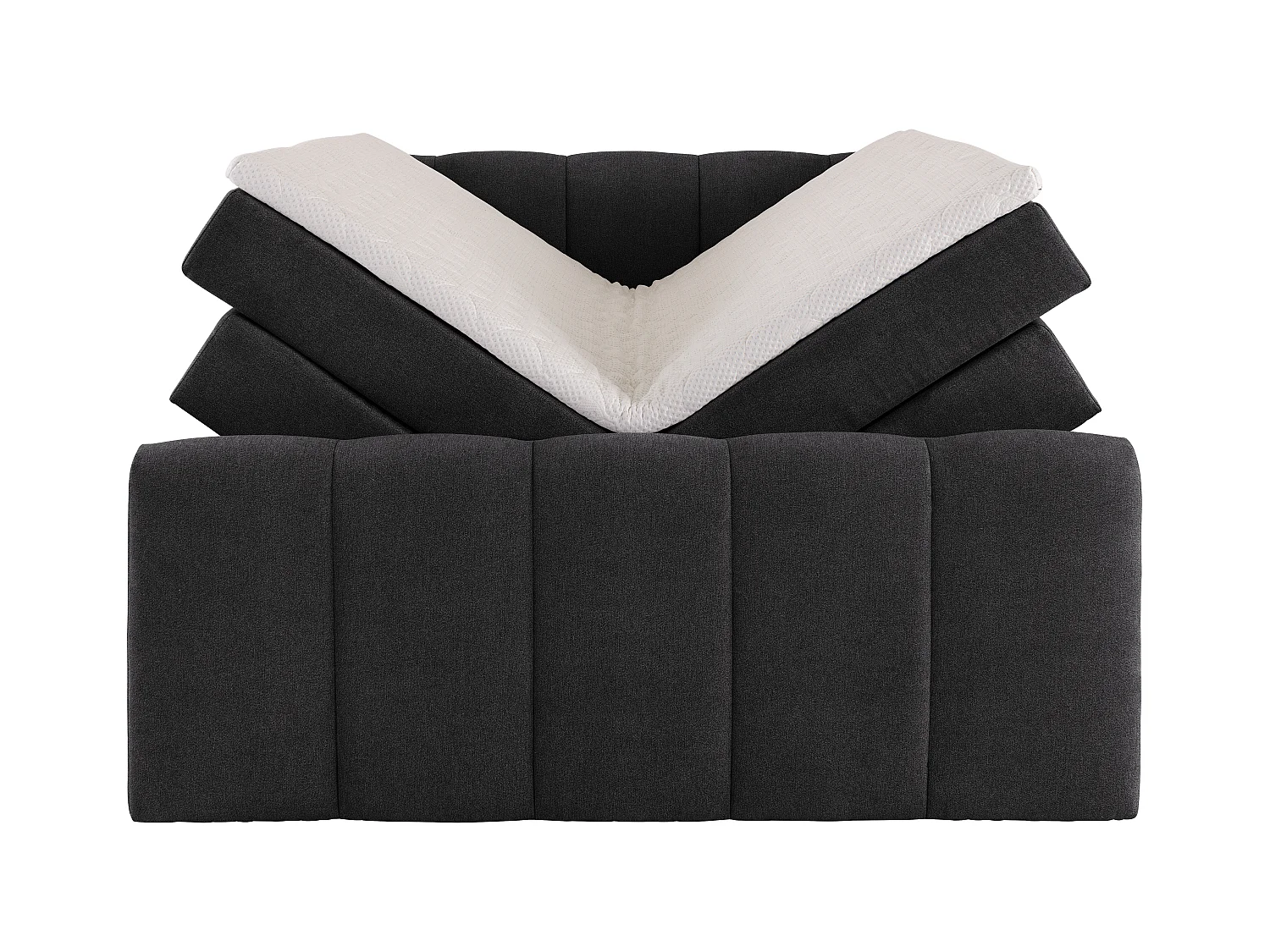 Boxspring completo con cabecero + somieres arcón + colchón + sobrecolchón - gris antracita - 160 x 200 cm  - VERONE II de PALACIO