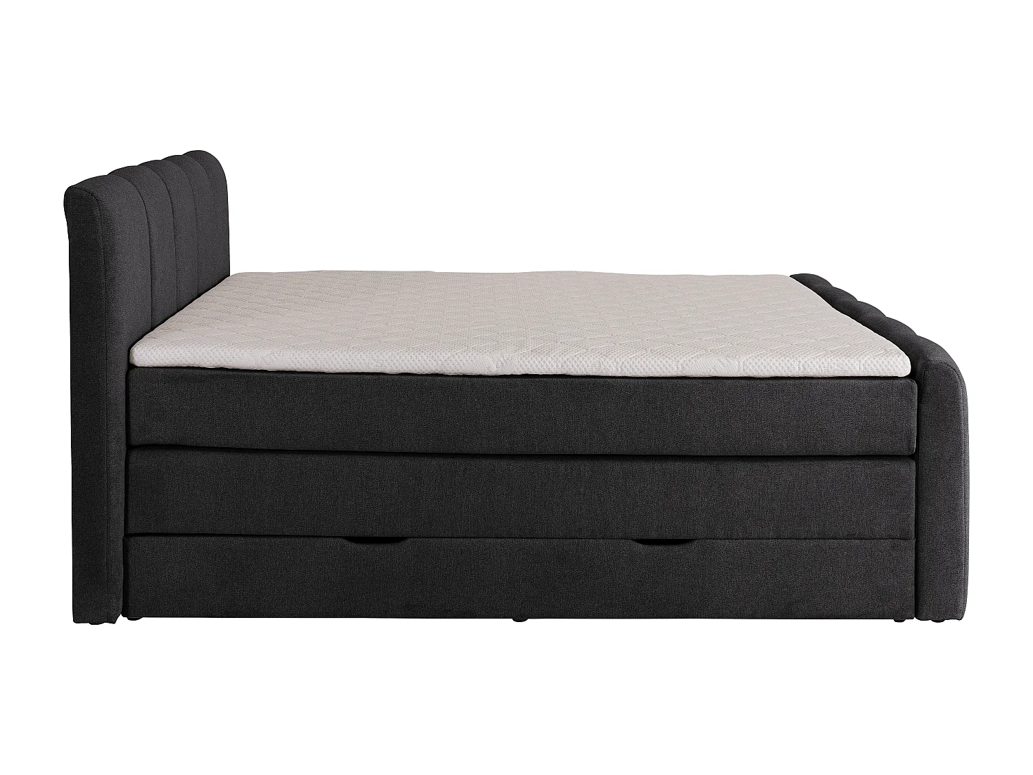 Boxspring completo con cabecero + somieres arcón + colchón + sobrecolchón - gris antracita - 160 x 200 cm  - VERONE II de PALACIO