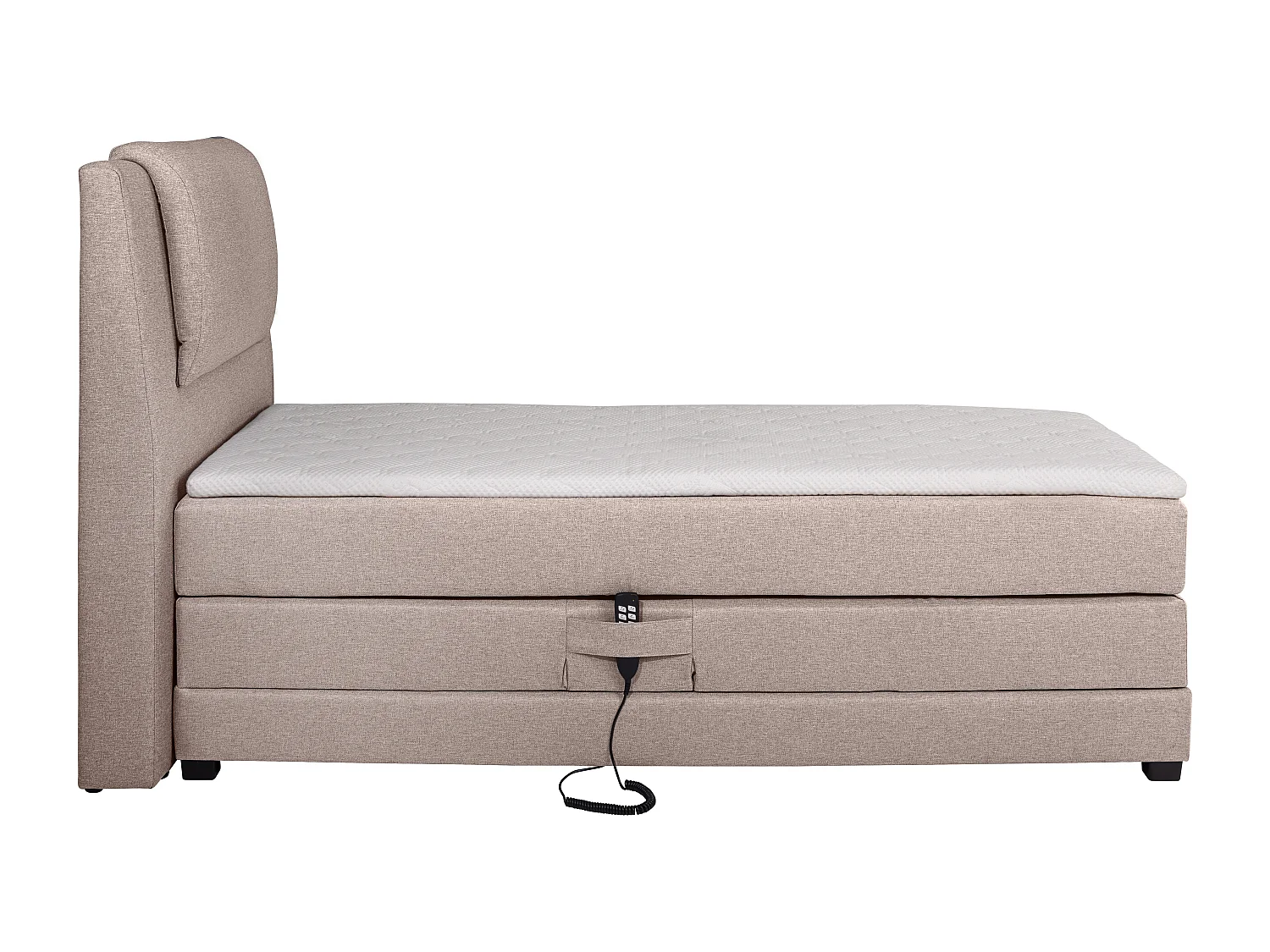 Ensemble complet boxspring tête de lit + sommiers relaxation électrique + matelas + surmatelas - 100 x 200 cm - Tissu - Beige - CASTEL II de PALACIO