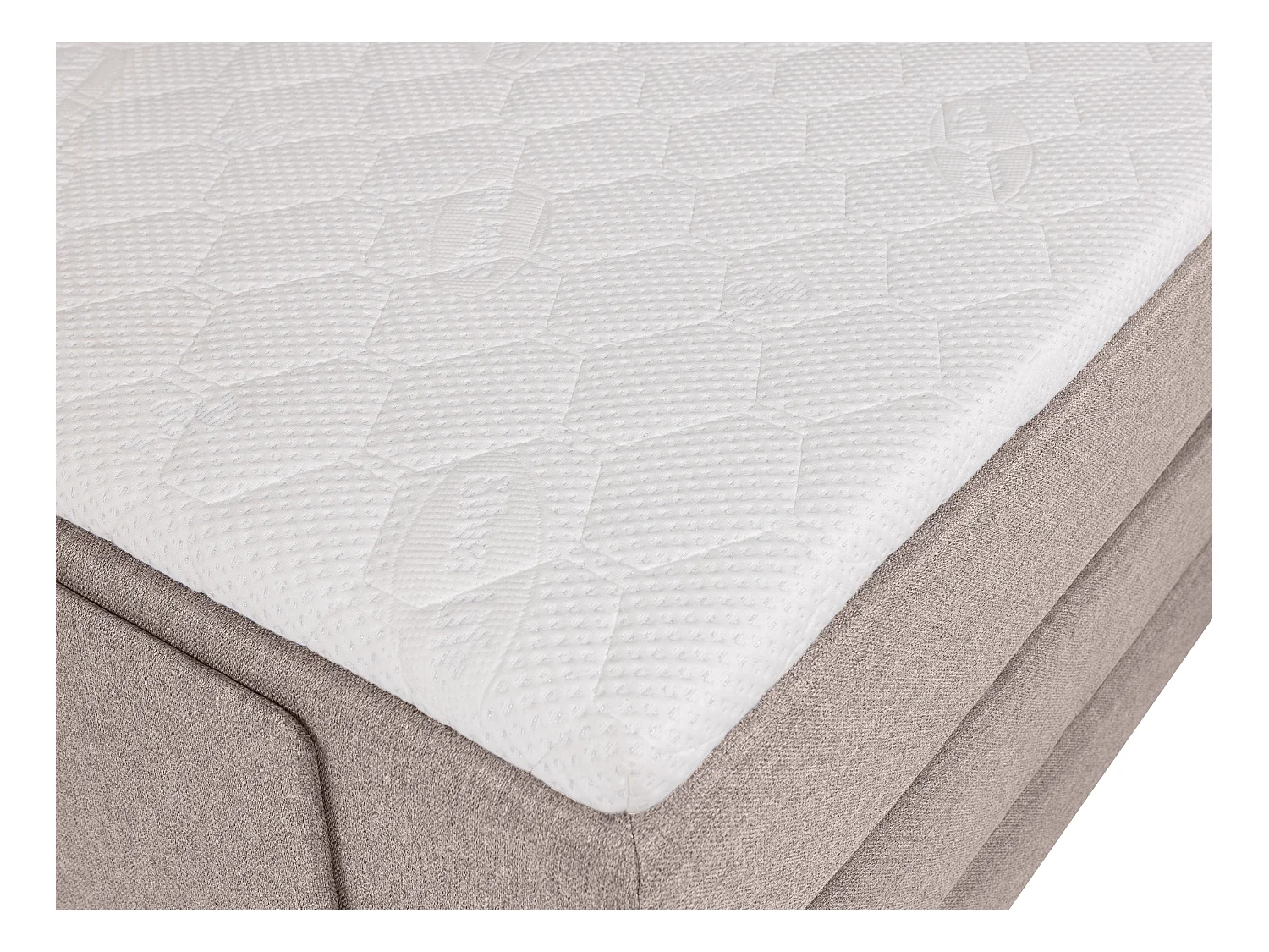 Conjunto completo boxspring con cabecero + somieres articulados eléctricos + colchón + cubrecolchón - 100 x 200 cm - Tela - Beige - CASTEL II de PALACIO