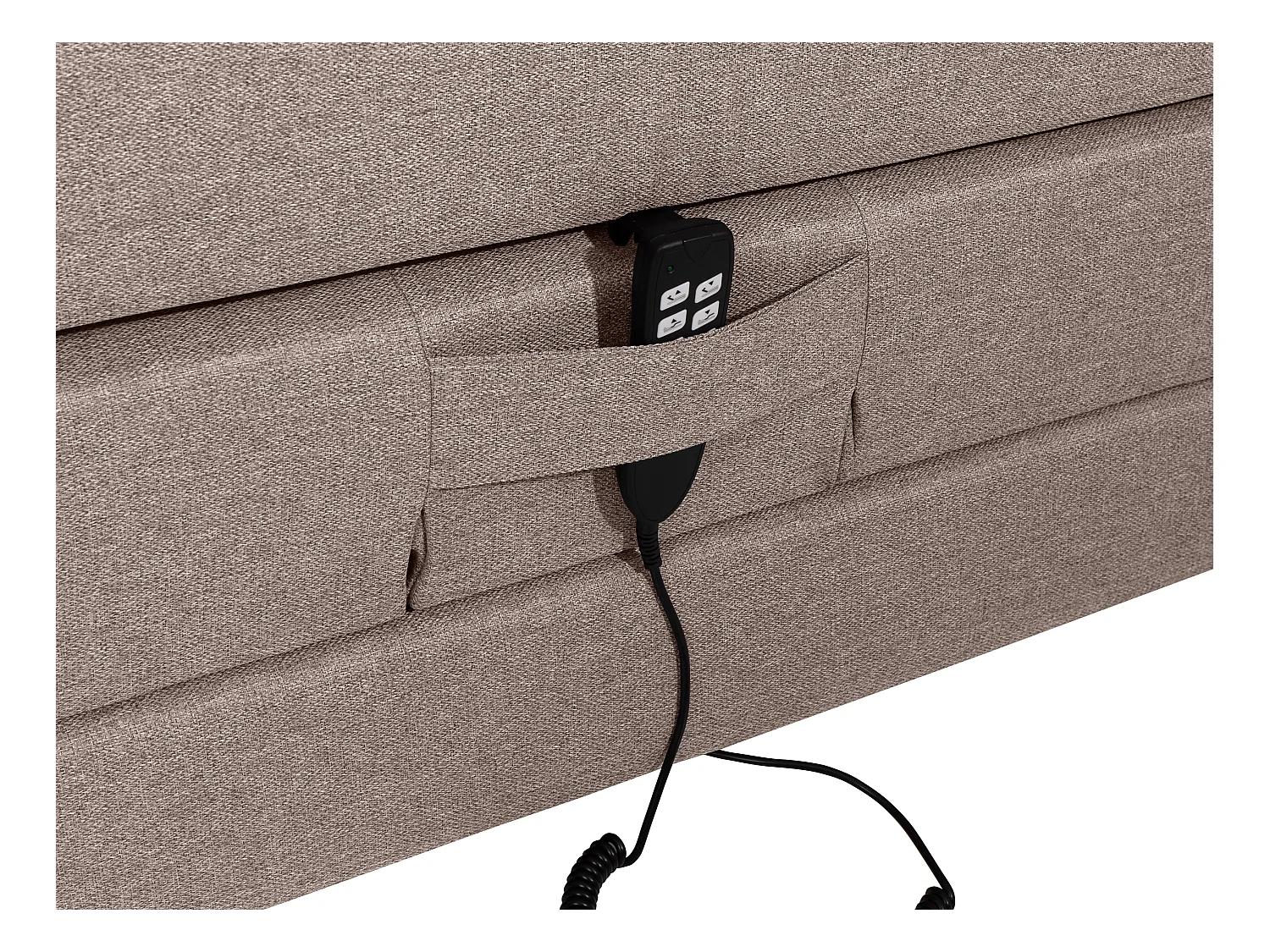 Conjunto completo boxspring con cabecero + somieres articulados eléctricos + colchón + cubrecolchón - 100 x 200 cm - Tela - Beige - CASTEL II de PALACIO