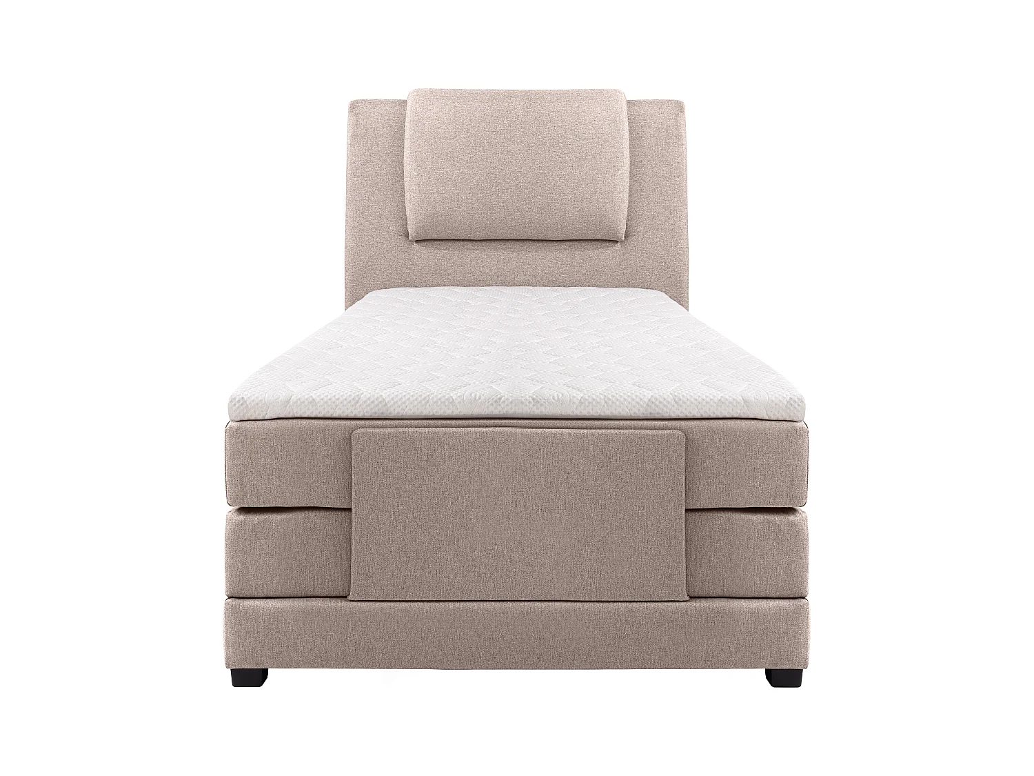 Conjunto completo boxspring con cabecero + somieres articulados eléctricos + colchón + cubrecolchón - 100 x 200 cm - Tela - Beige - CASTEL II de PALACIO