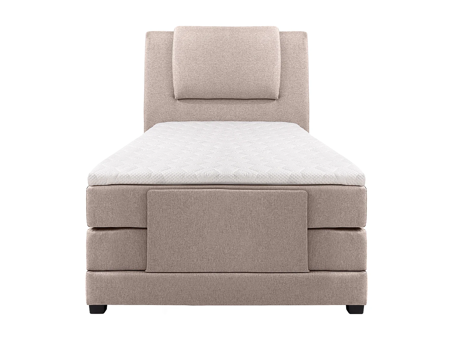 Boxspringbett mit Bettkopfteil + elektrischem Untergestell mit Relaxfunktion + Matratze + Topper - 100 x 200 cm - Stoff - Beige - CASTEL II von PALACIO
