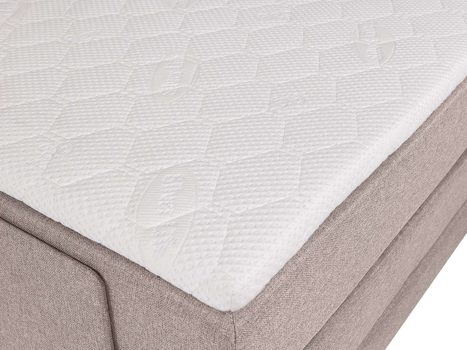 Boxspringbett mit Bettkopfteil + elektrischem Untergestell mit Relaxfunktion + Matratze + Topper - 100 x 200 cm - Stoff - Beige - CASTEL II von PALACIO