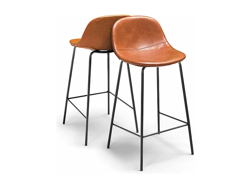BRISTOL - Coppia di sgabelli di design in leatherette cuoio