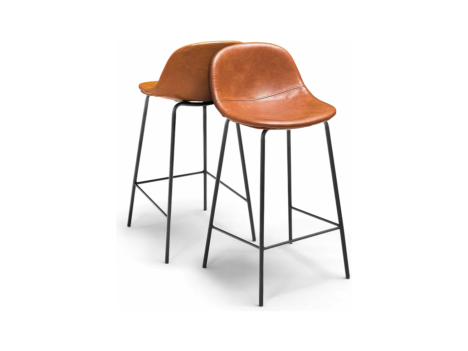 BRISTOL - Coppia di sgabelli di design in leatherette cuoio
