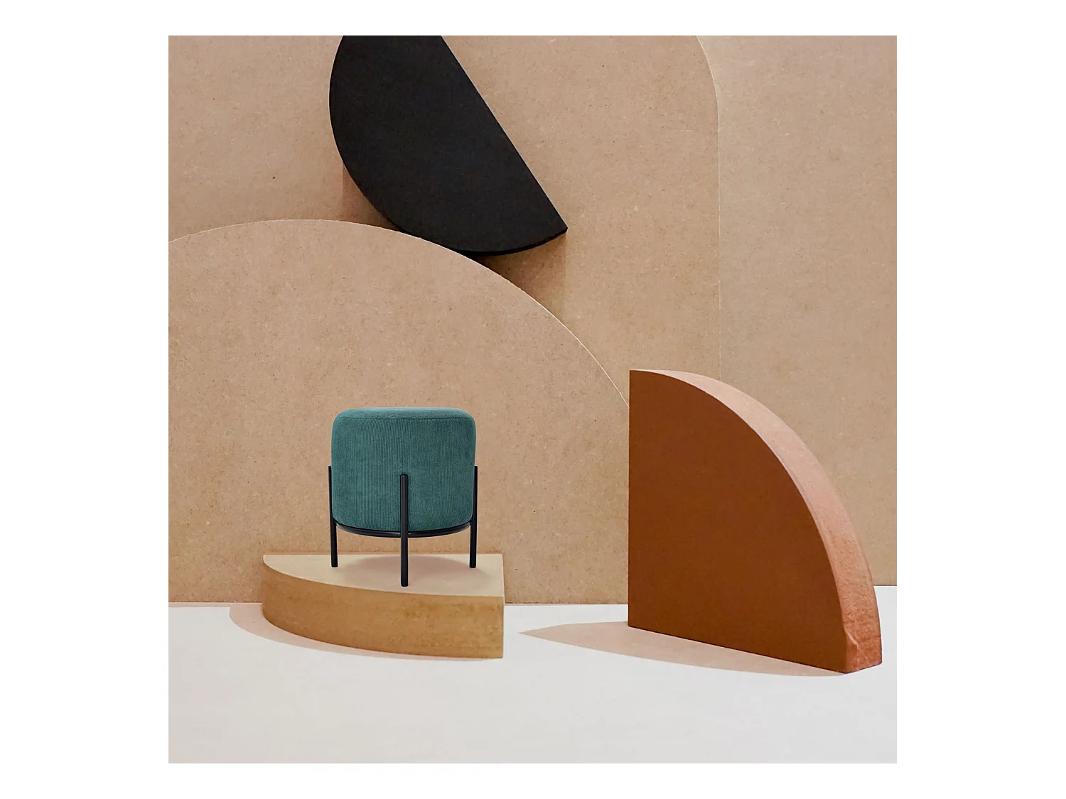 BONN VELVET - Puf pequeño redondo de pana