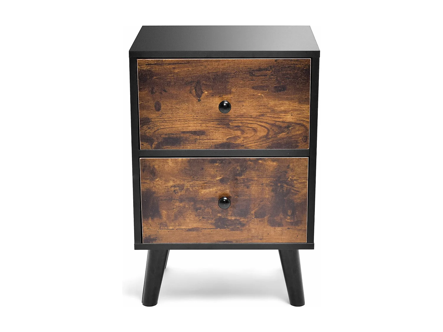 Rocco - Table De Nuit Design En Bois Avec 2 Tiroirs Industriels