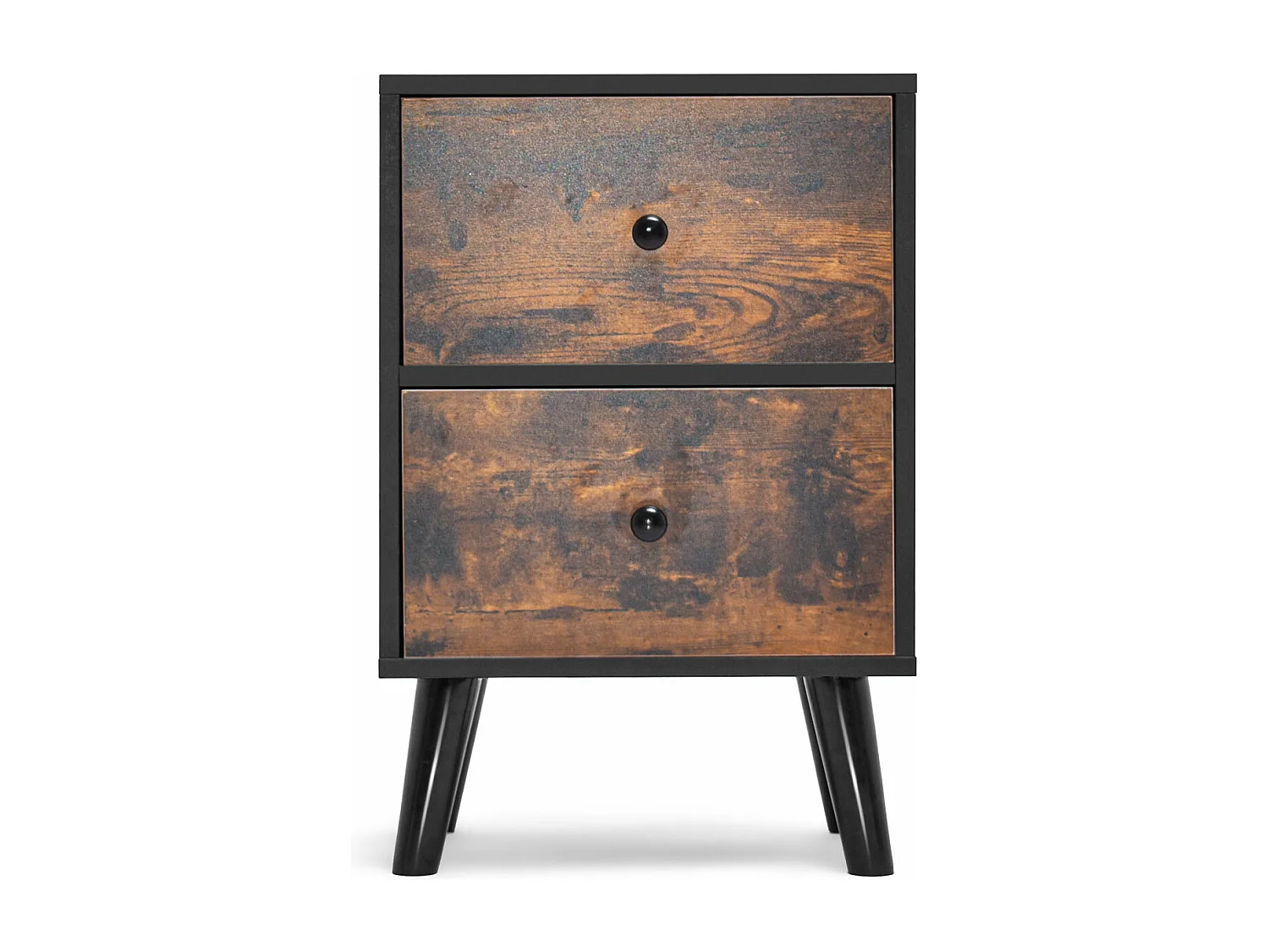 Rocco - Table De Nuit Design En Bois Avec 2 Tiroirs Industriels