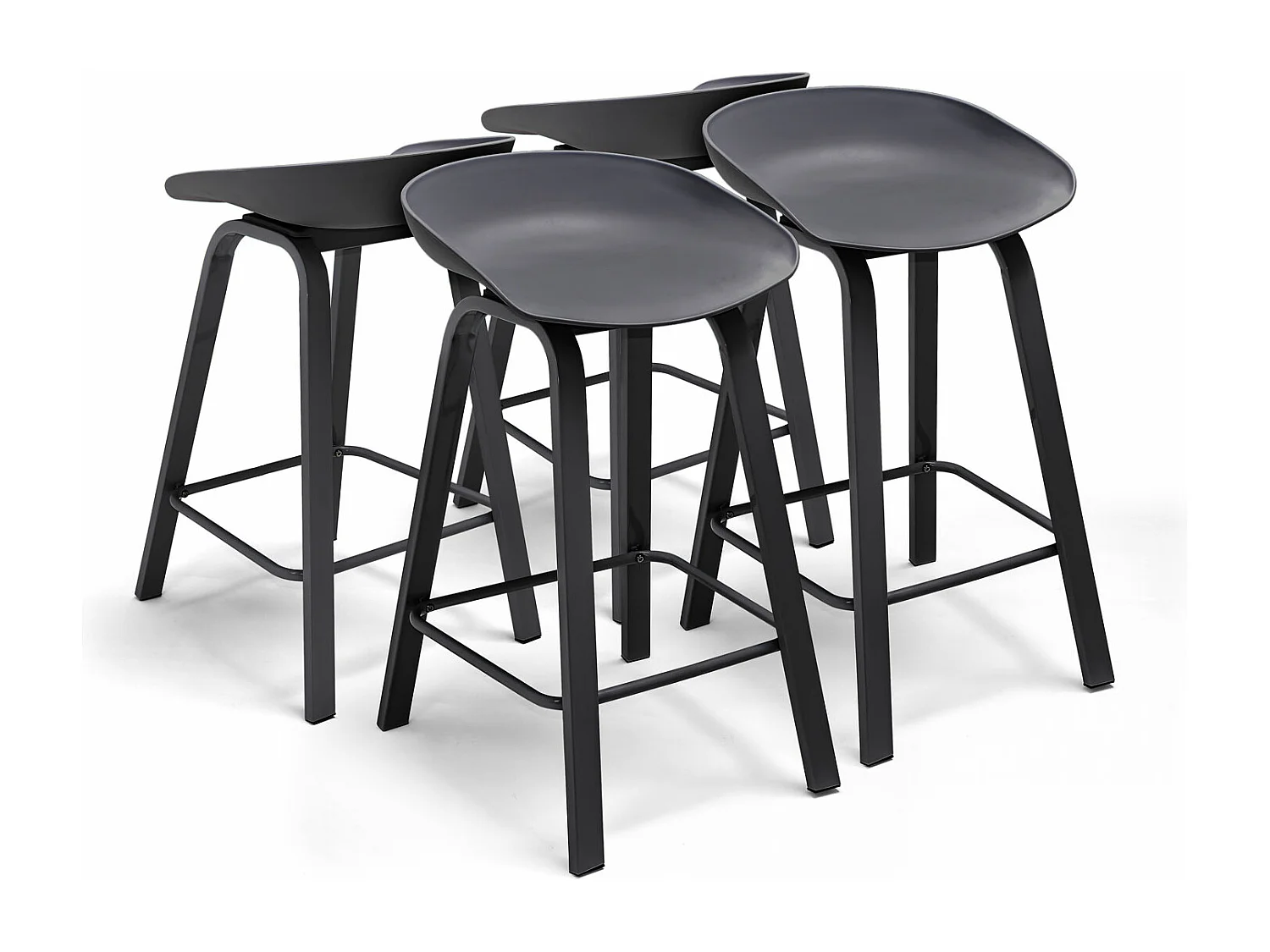 KIEL - Conjunto de 4 bancos de design em metal e PP Preto