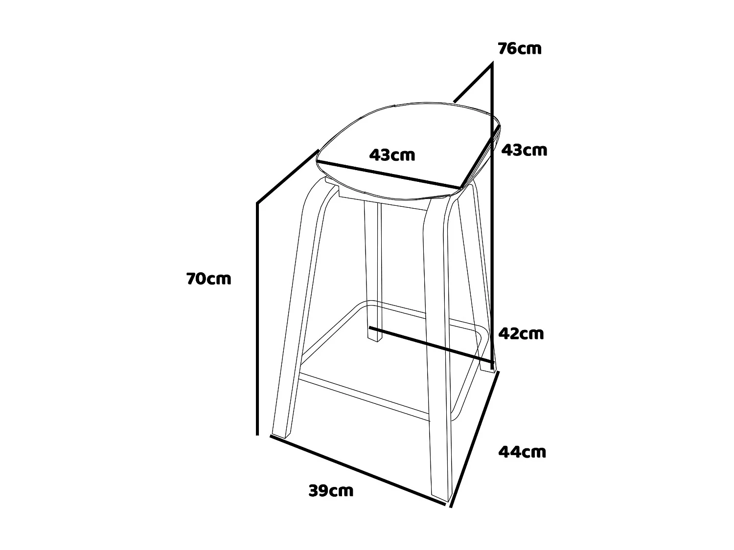 KIEL - Conjunto de 4 bancos de design em metal e PP Preto