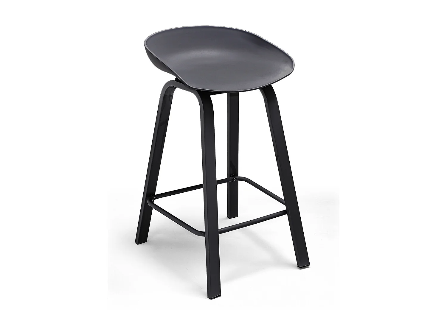 KIEL - Conjunto de 4 bancos de design em metal e PP Preto