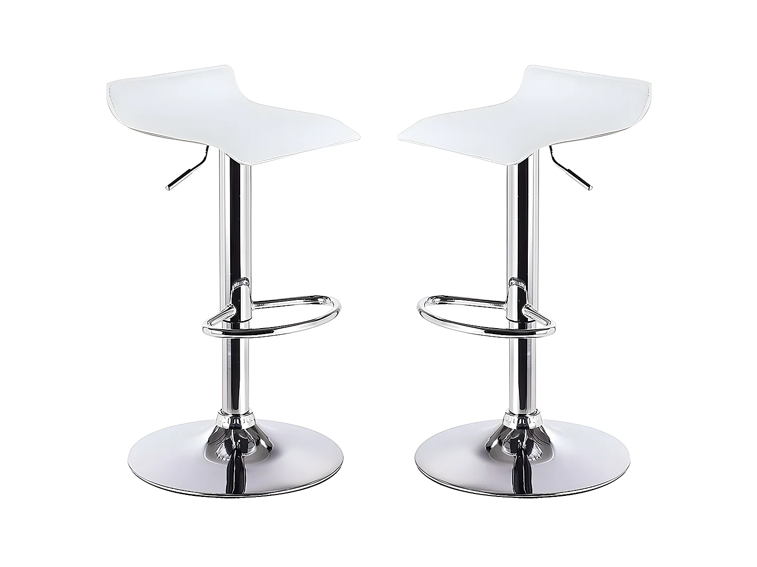 Set de 2 Taburete de bar cocina pub alto fijo giratorio ajustable respaldo reposapiés Modelo Graziano Color Blanco