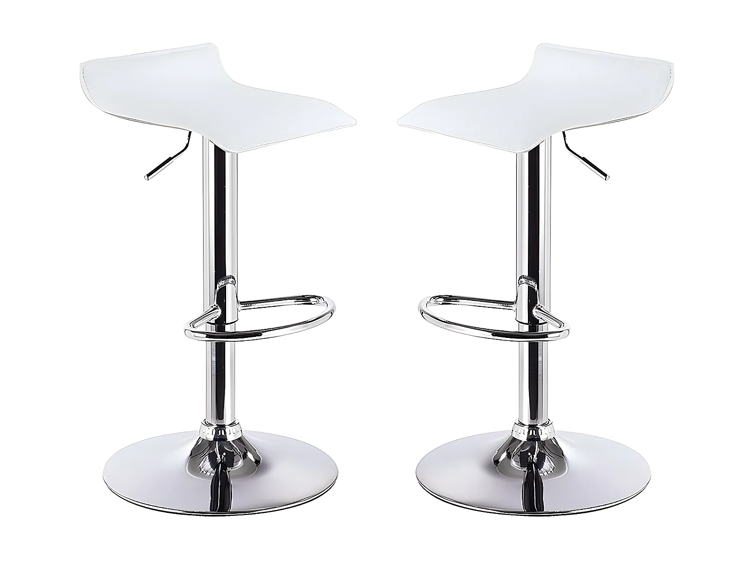 Par de 2 bancos de bar estofados em couro sintético para bares e cozinhas Modelo Graziano Branco