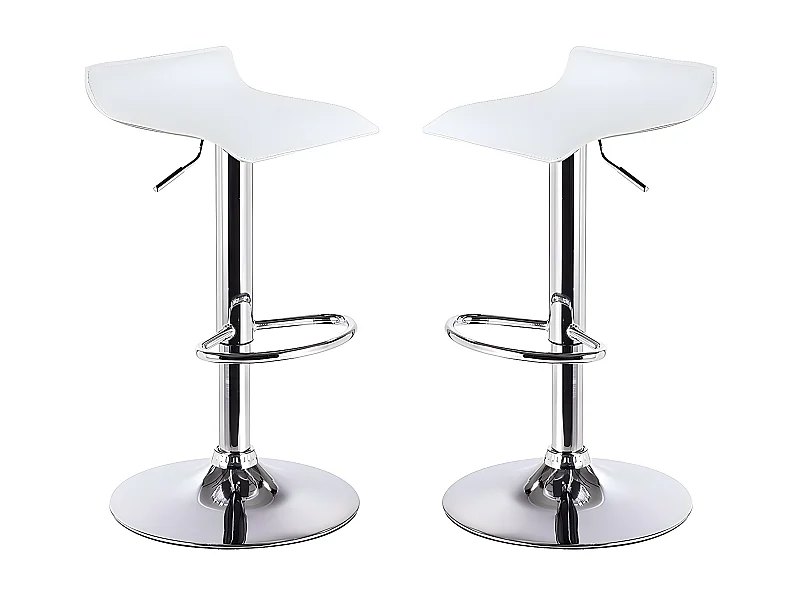 Graziano - Coppia di sgabelli in alluminio e letherette - bianco