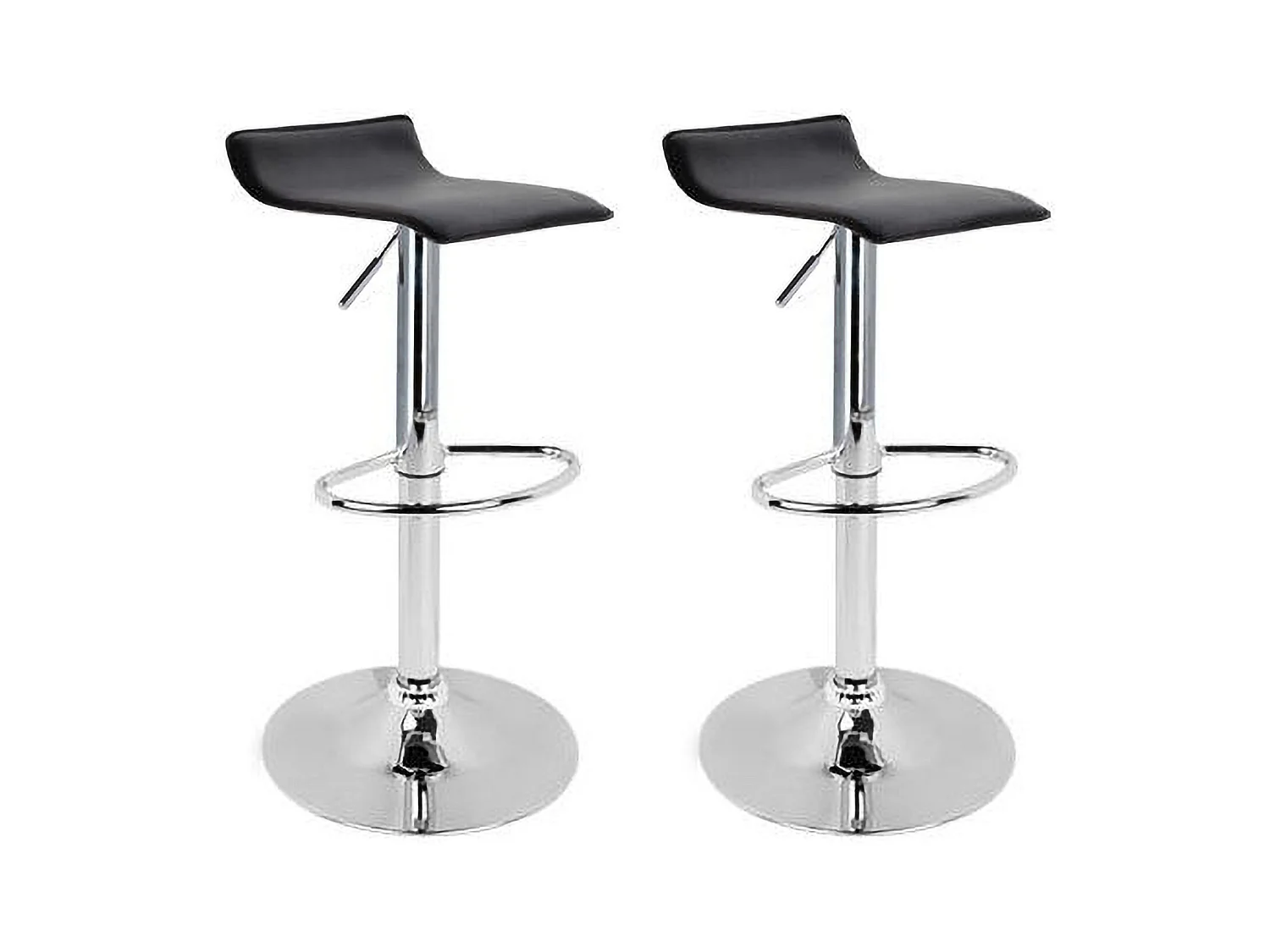 Set de 2 Taburete de bar cocina pub alto fijo giratorio ajustable respaldo reposapiésModelo Graziano Color Negro
